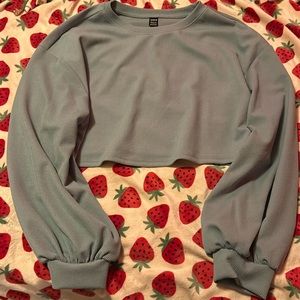 Blue Gray Tank Top with Oversized Sleeves